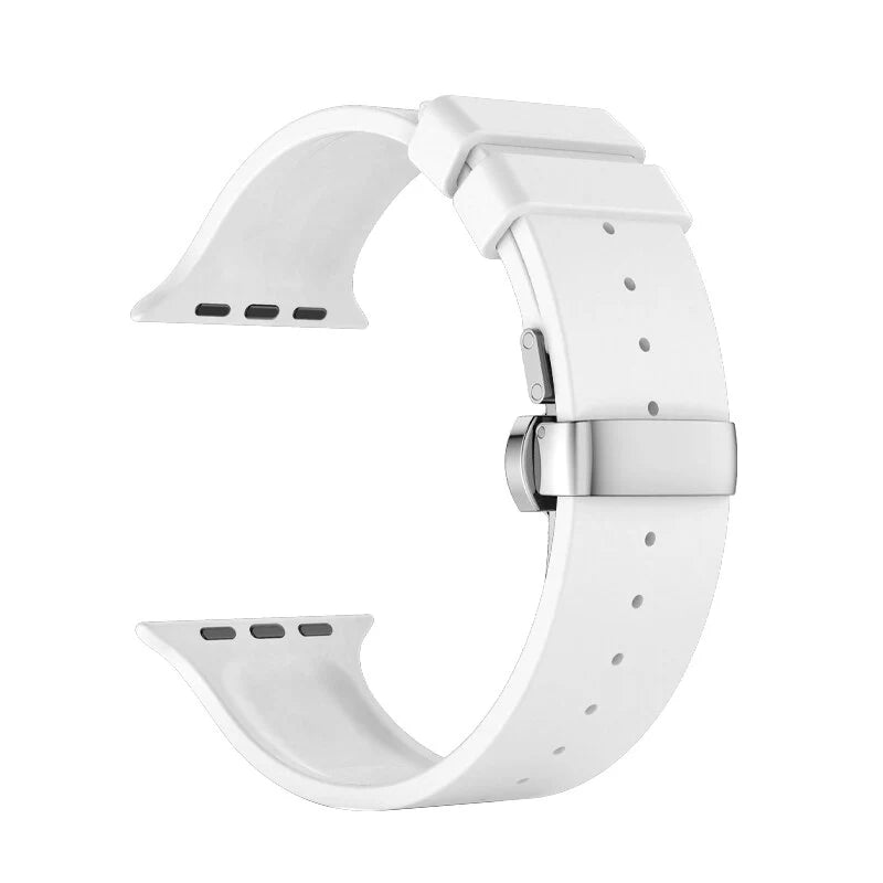 Luxuriöses FKM Schmetterlingsschnallenarmband für die Apple Watch