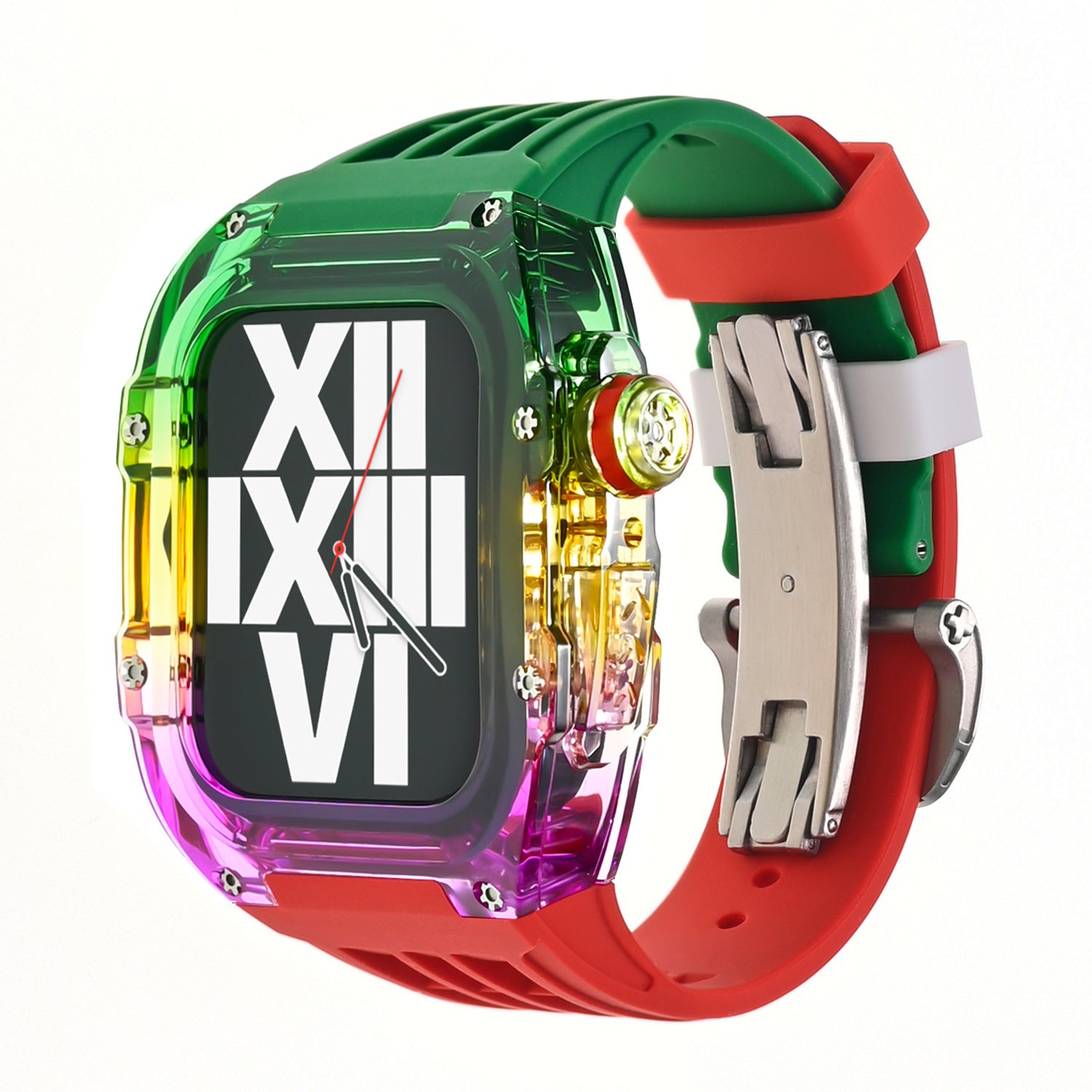 RM V30 Glacier Series Fluororubber Multicolor Case Rubber Band Mod Kit For Apple Watch-Transparency