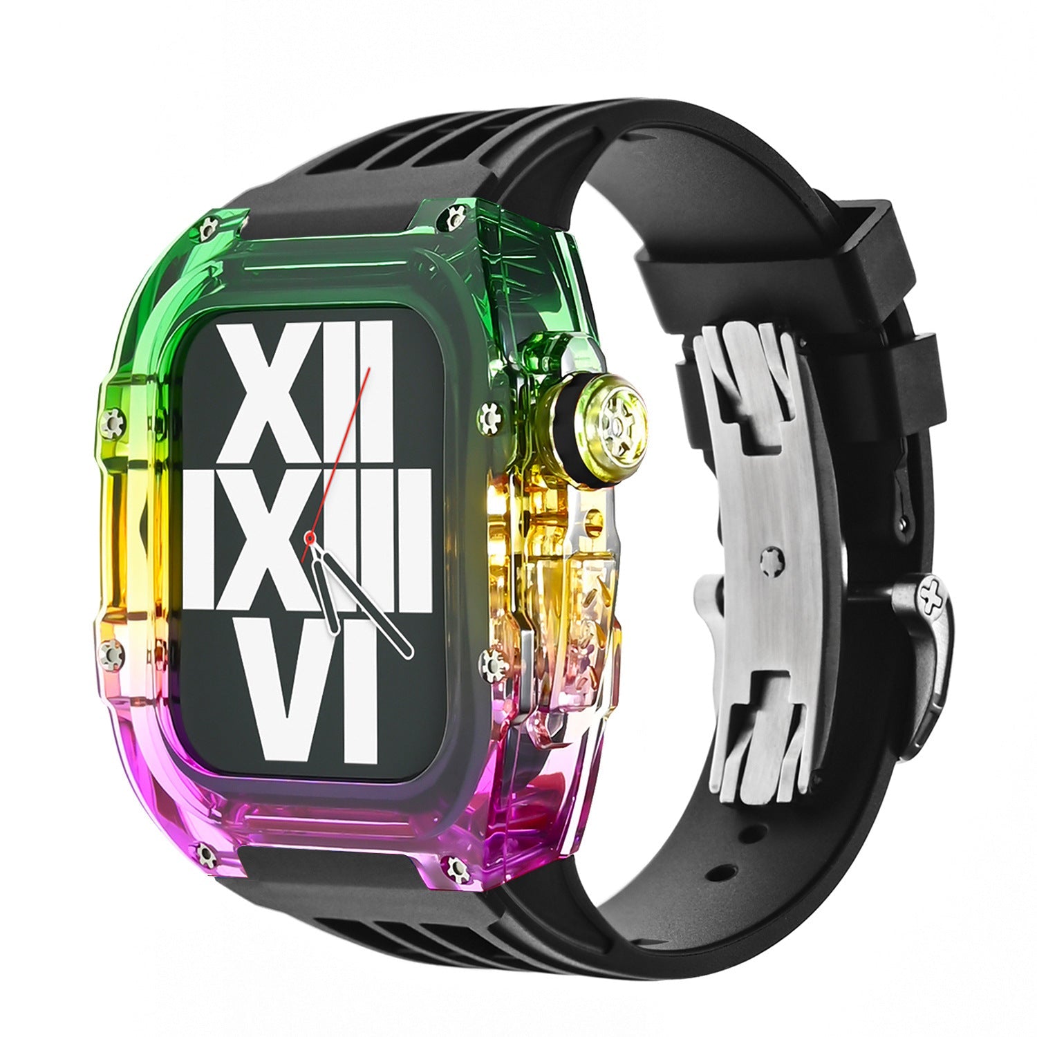 RM V30 Glacier Series Fluororubber Multicolor Case Rubber Band Mod Kit For Apple Watch-Transparency