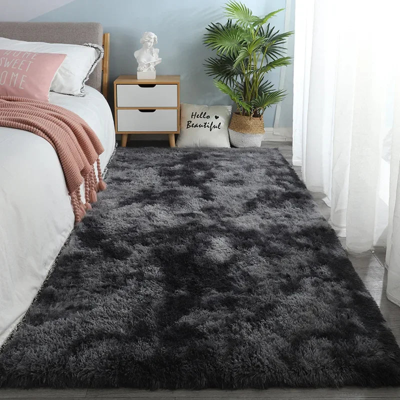 Sara’s Nordic Silk Tie-Dye Plush Carpet – Modern Bedroom & Living Room Rug