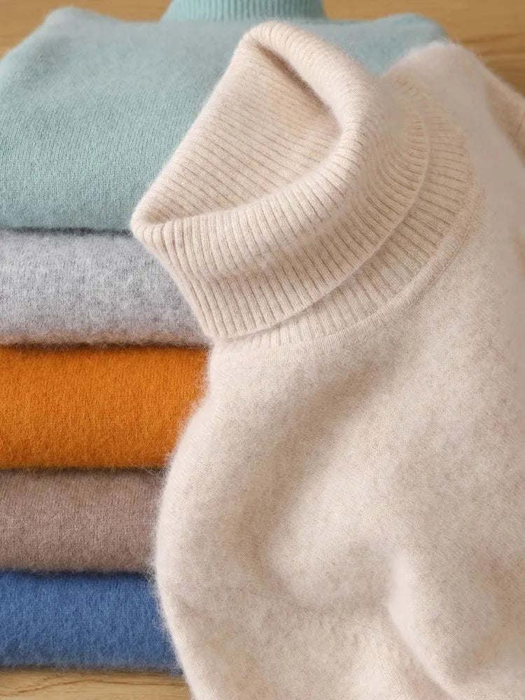 Japansk strik - Herre 100% Cashmere - ren kashmir fløjlstrøje