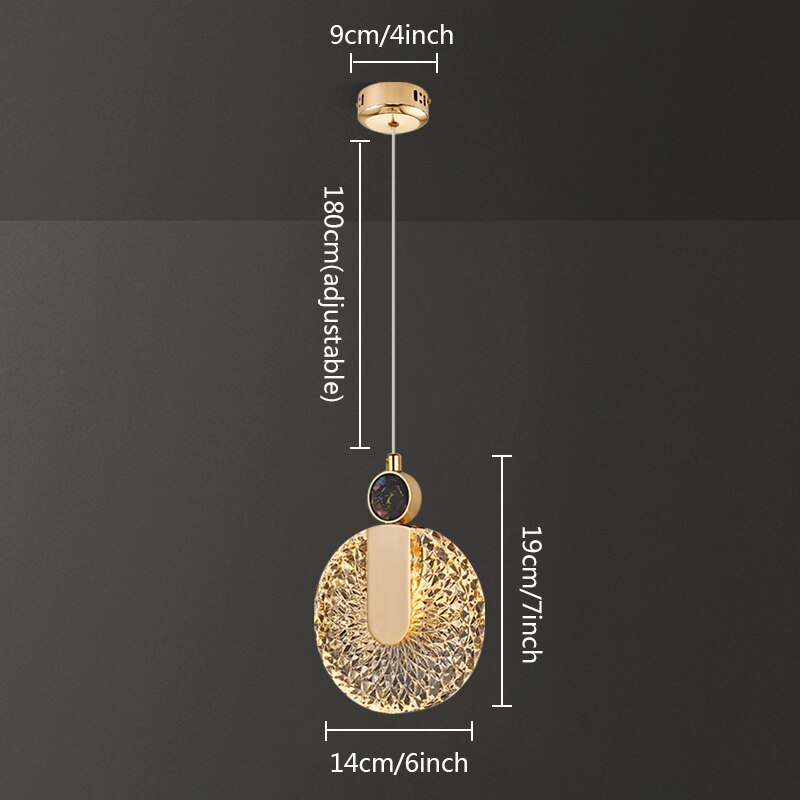 DUN Luxe gouden led-hanglamp ronde kristallen hanglamp