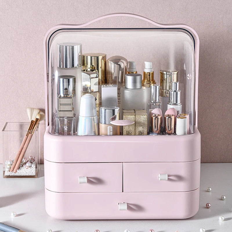 Mila Dammsäker Makeup Organizer – Snygg skrivbordsförvaring med låda för hudvård och kosmetika