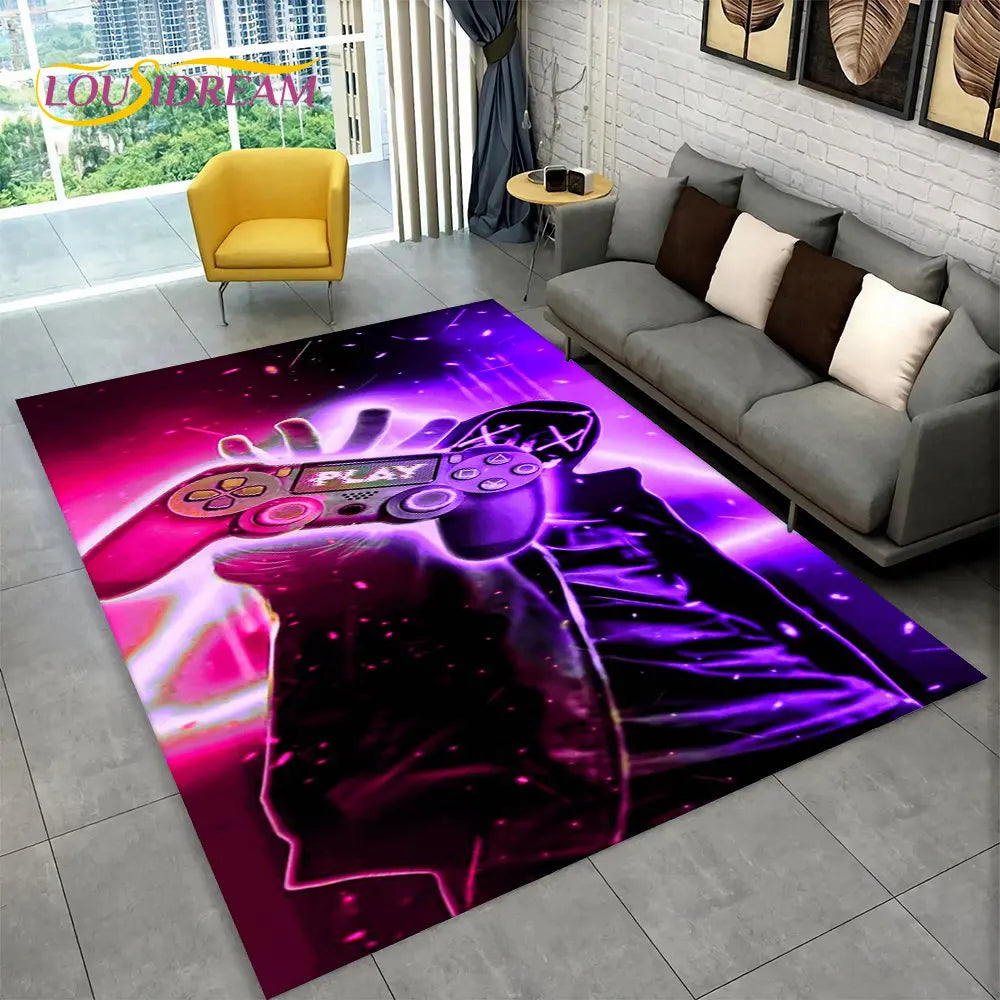 Tapis de jeu Alex 3D Gamer - Grand tapis antidérapant pour enfants et salon