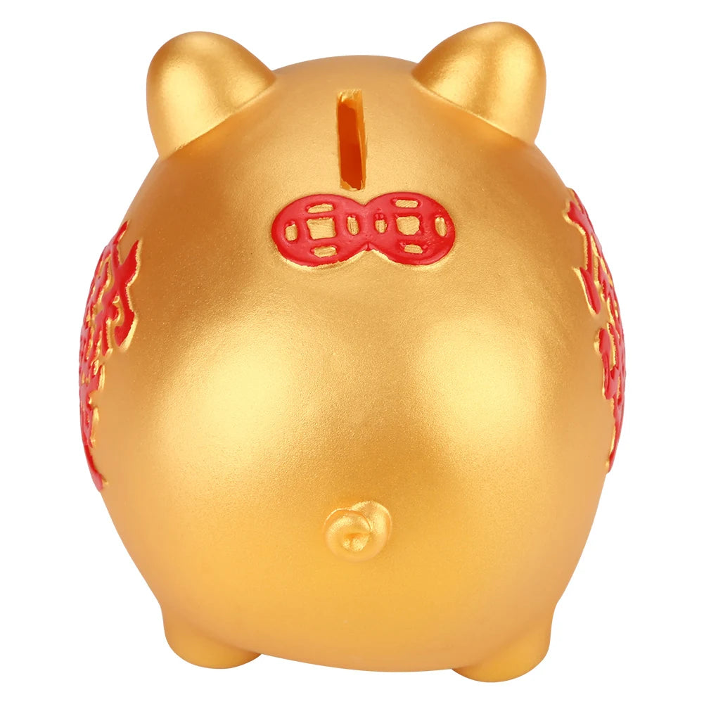 Sara Golden Piggy Bank – Cute Small Coin Saving Box for Kids & Home Décor