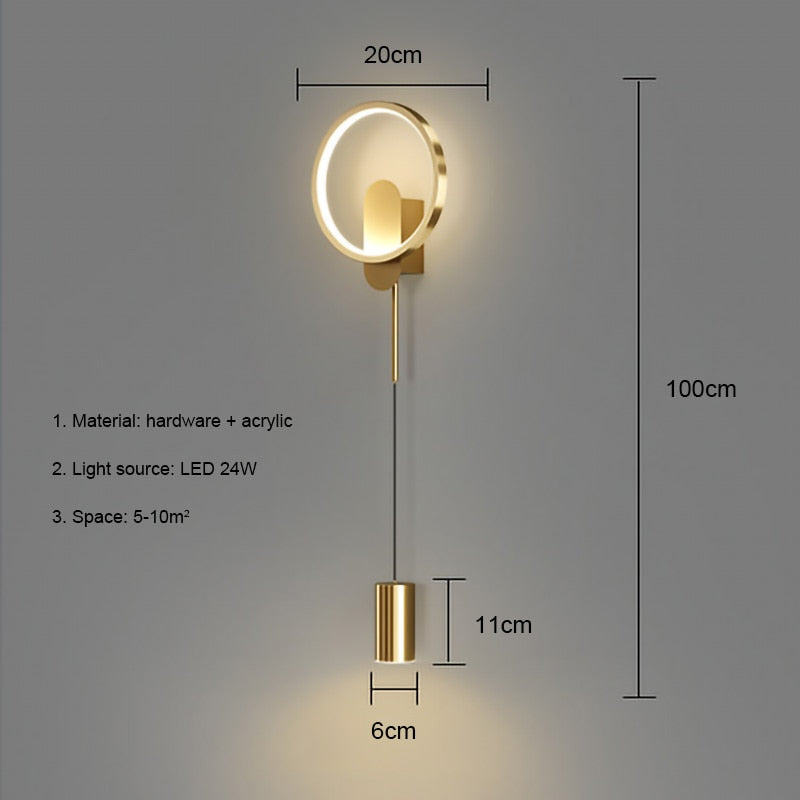 BAN Branwen Moderne LED Nordic Gouden Wandlamp 24W