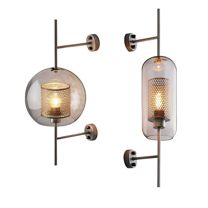 Moderne honeycomb messing og glass vegglampe