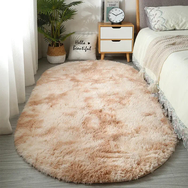 Sara Fluffy Tie-Dye Anti-Slip Rug – Soft Plush Carpet for Home Décor