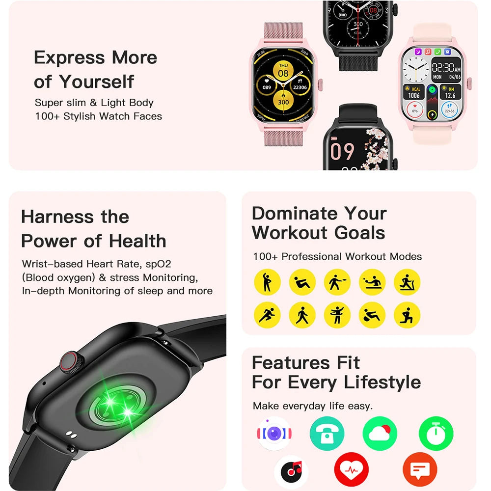 LEMFO LT10 Smart Watch 2024 - Bluetooth Call, Music, Fitness Tracker, Sports Watch for Android & iOS