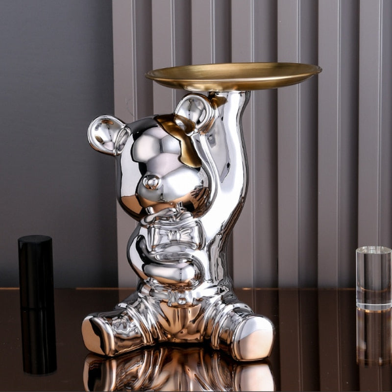 Multi Function Electroplating Bear Doll Shelf Piggy Bank