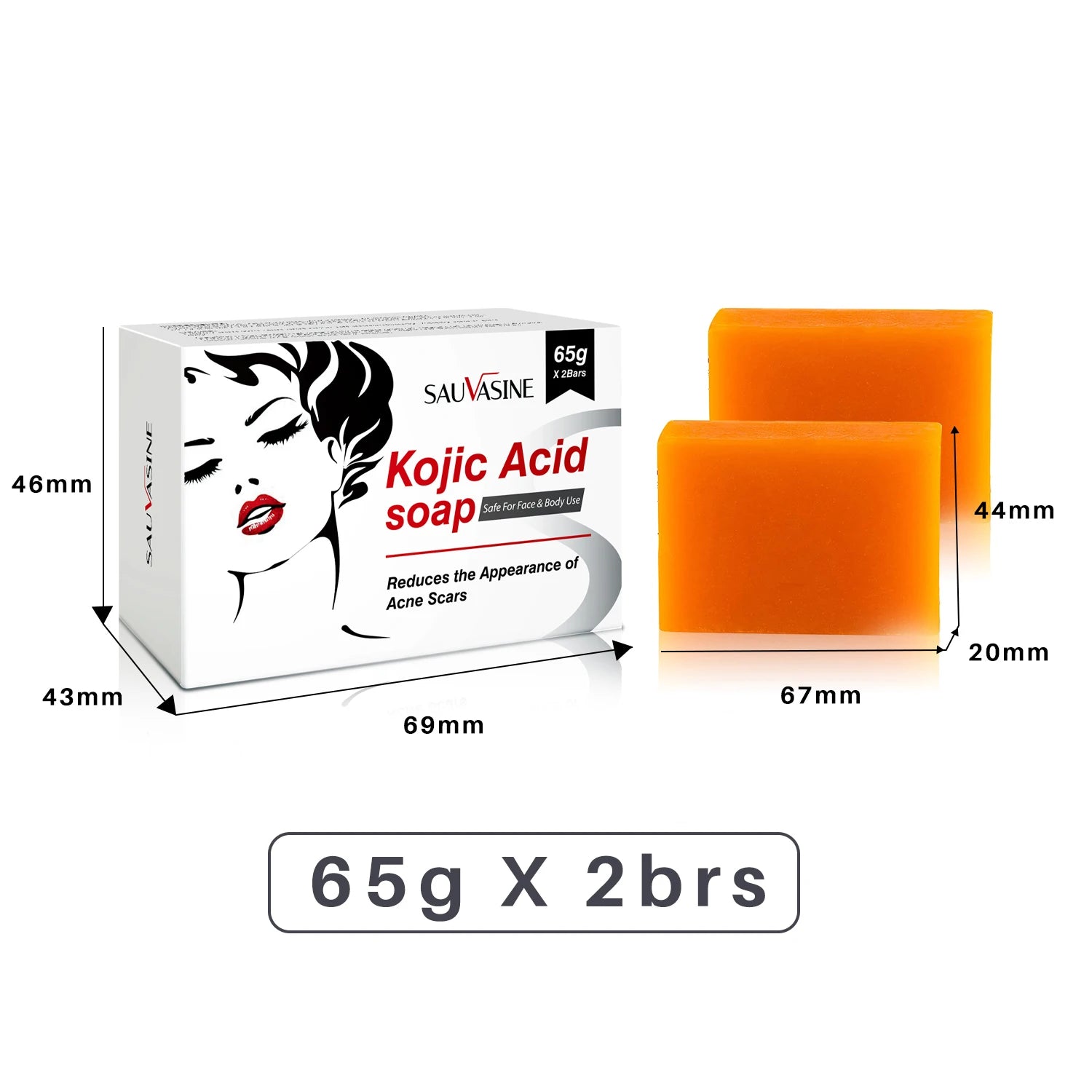 Mira Kojic Acid Glow Soap - Hudlysende, dybderensende og fugtgivende (65g x 2)