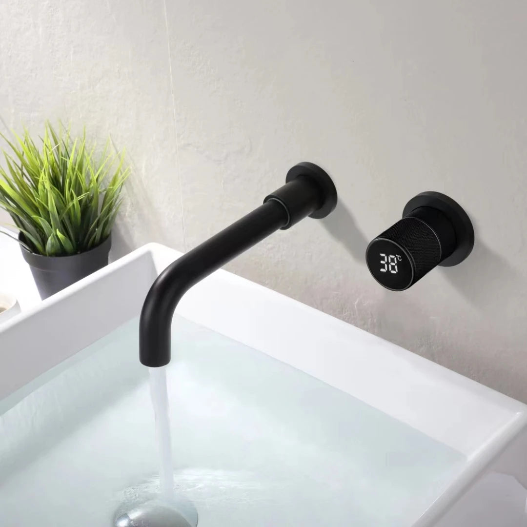 Ferond Black Brass Digital Display Bathroom Faucet – Dual-Control Cold & Hot Basin Faucet