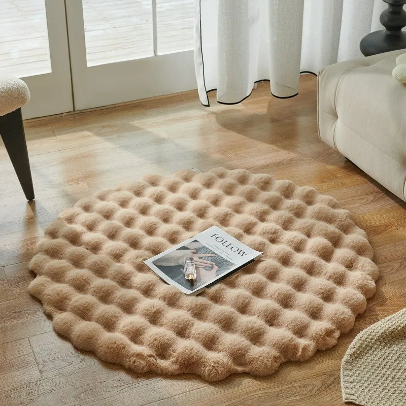 Sara Luxury Faux Fur Round Rug – Ultra Soft, Fluffy & Non-Slip