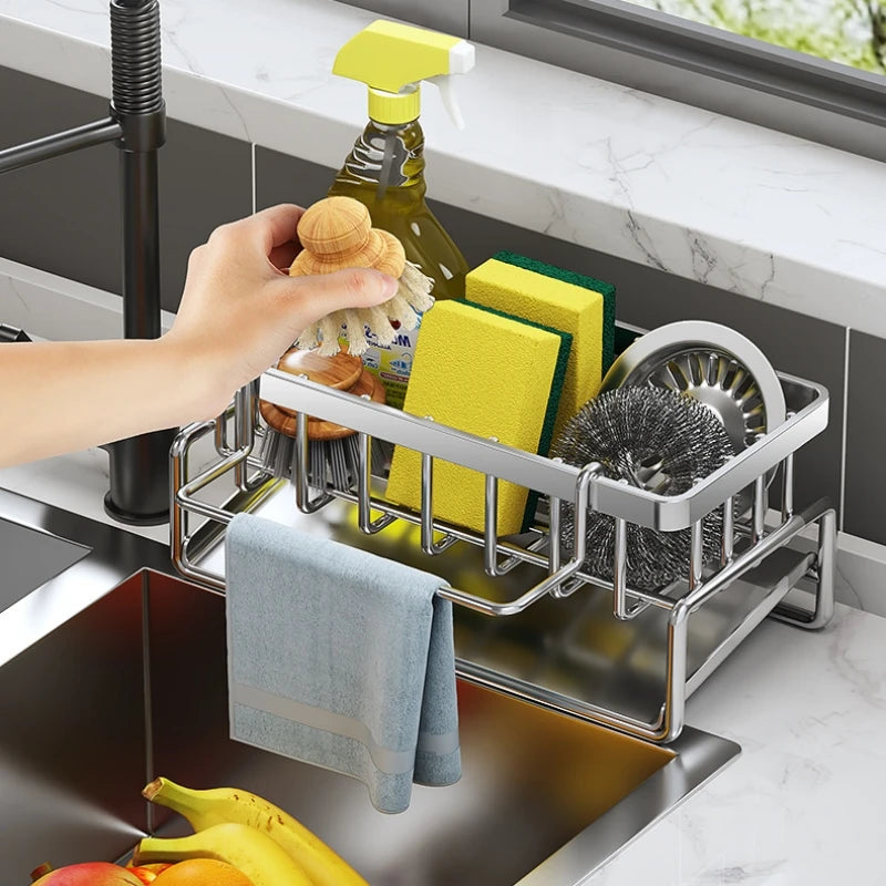 Stella Stainless Steel Sink Organizer – Sponge & Towel Holder