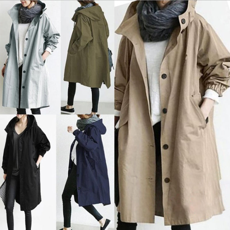 Manteau élégant | Trench long/veste à la mode pour femmes, changement de saison 2024