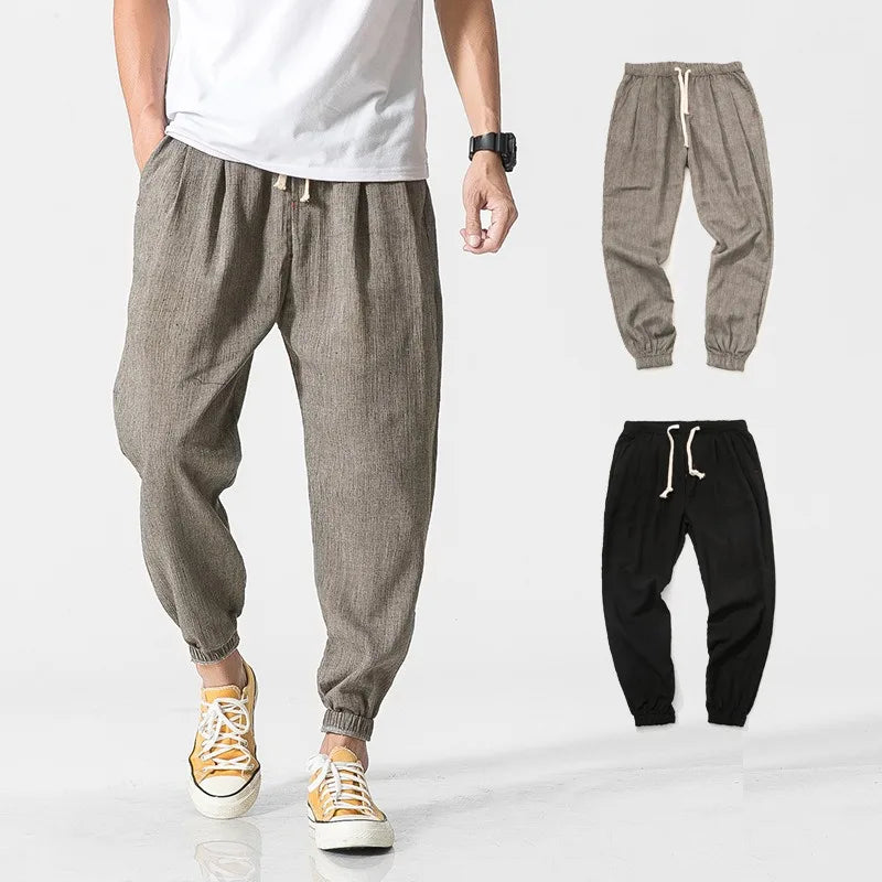 Pantalones Harem de Algodón y Lino para Hombre