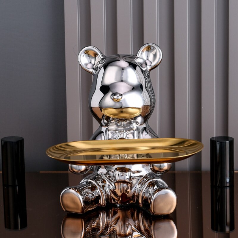 Multi Function Electroplating Bear Doll Shelf Piggy Bank