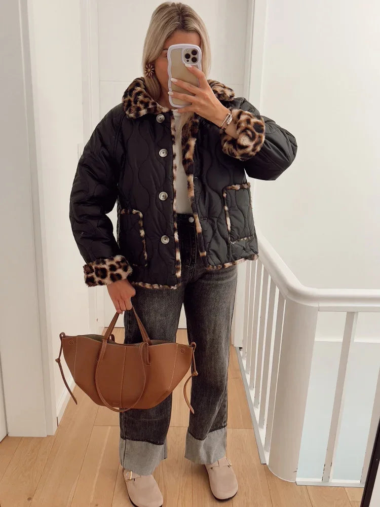 Lena's Luxe Reversible Leopard Coat - Winter Street Style Damjacka