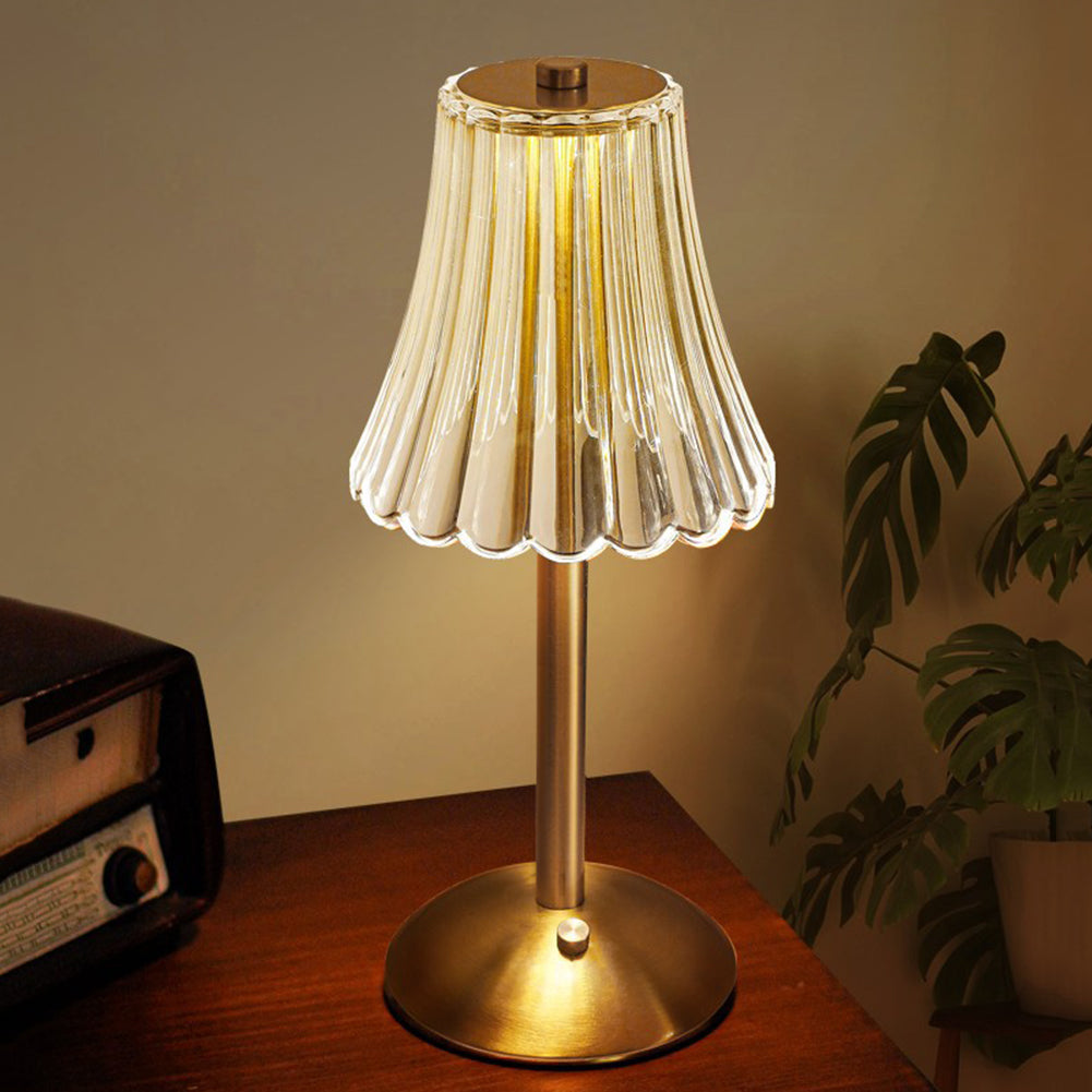 Vintage gylden krystall bordlampe