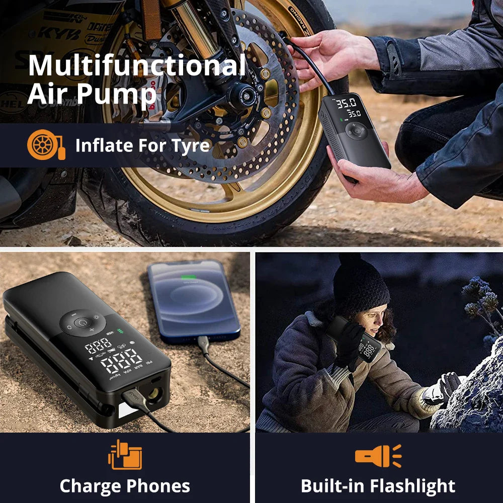 Multi-Functional Portable Tire Inflator for Vehicles, Bicycles & Sports Gear