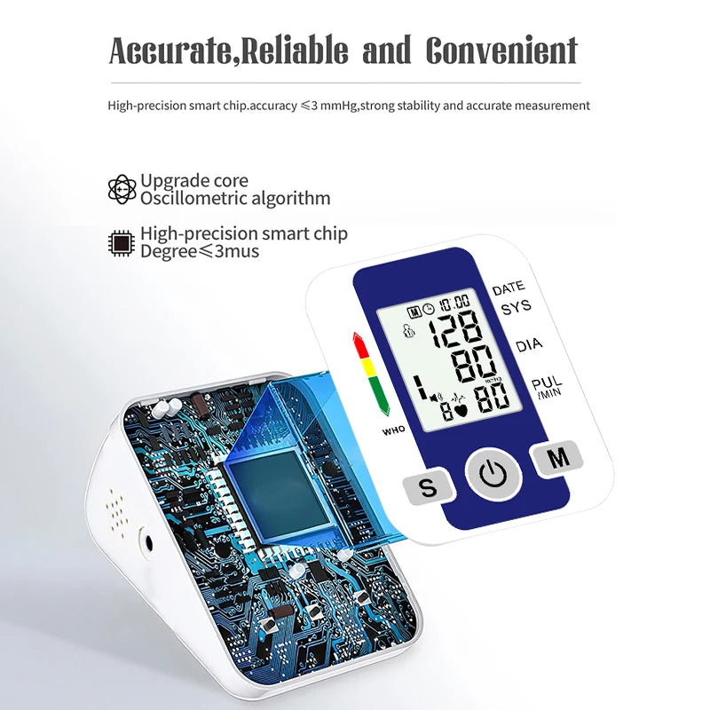 Automatic Arm Blood Pressure Monitor – Digital Tensiometer with LED Display