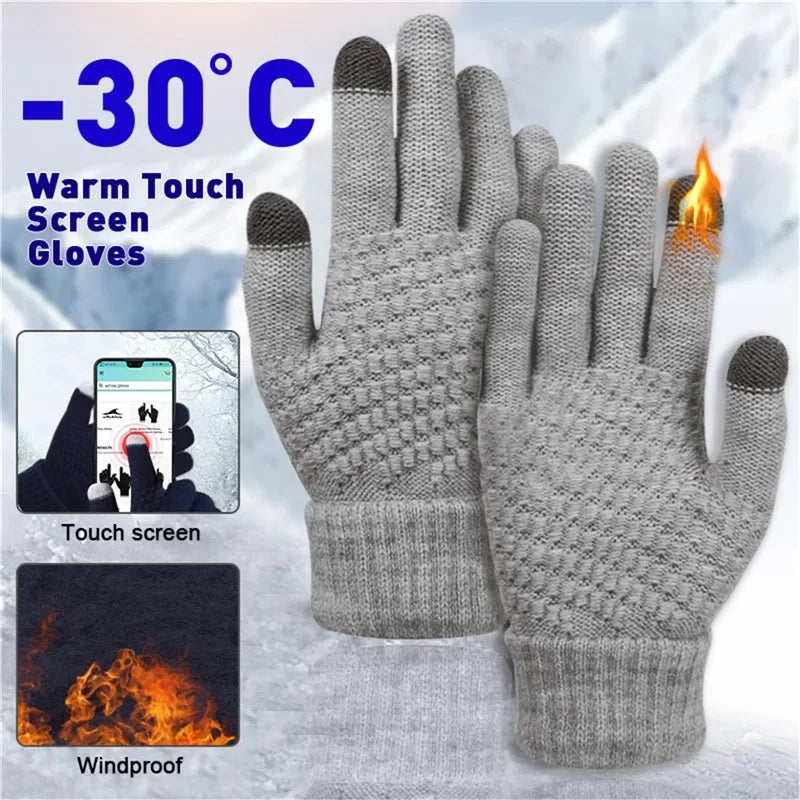 Guantes cálidos de invierno para pantalla táctil | Manoplas de punto elástico para ciclismo y conducción al aire libre