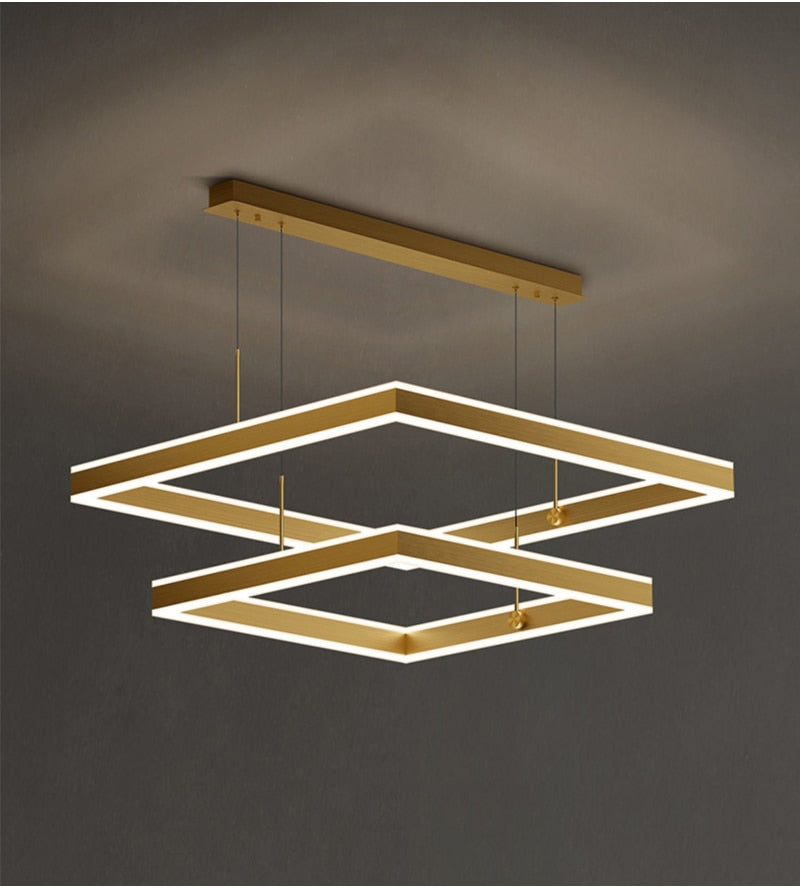 YLK Kare - Moderne led lysekrone for stue luksus kvadratisk design