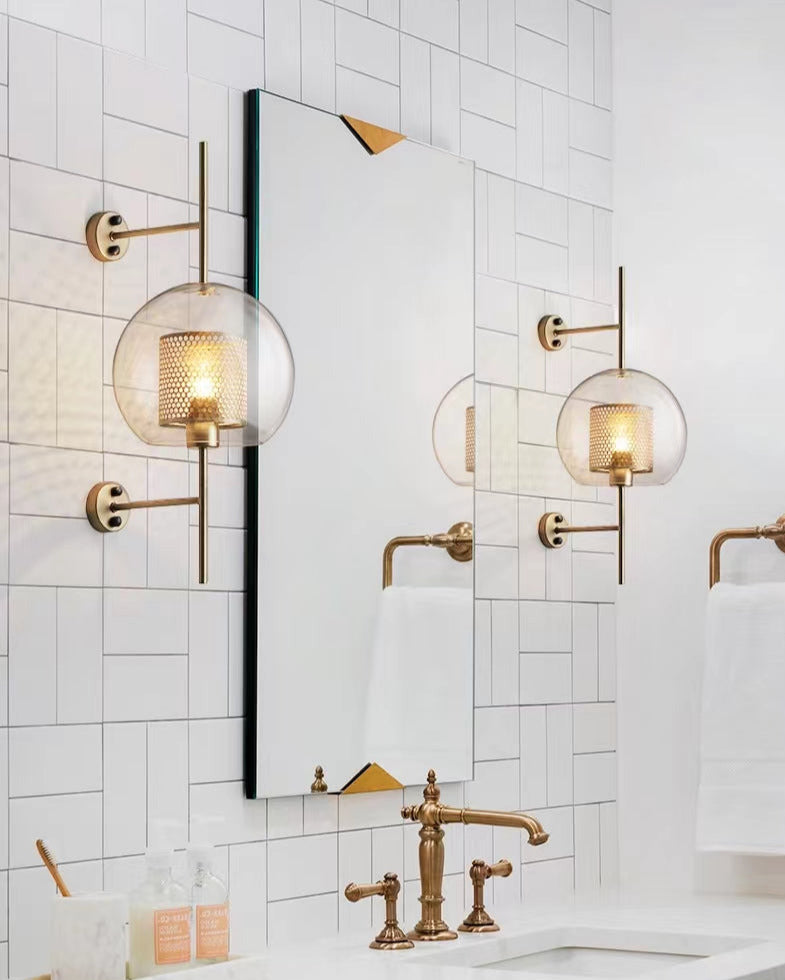 Modern Honeycomb Brass & Glass Wall Sconce