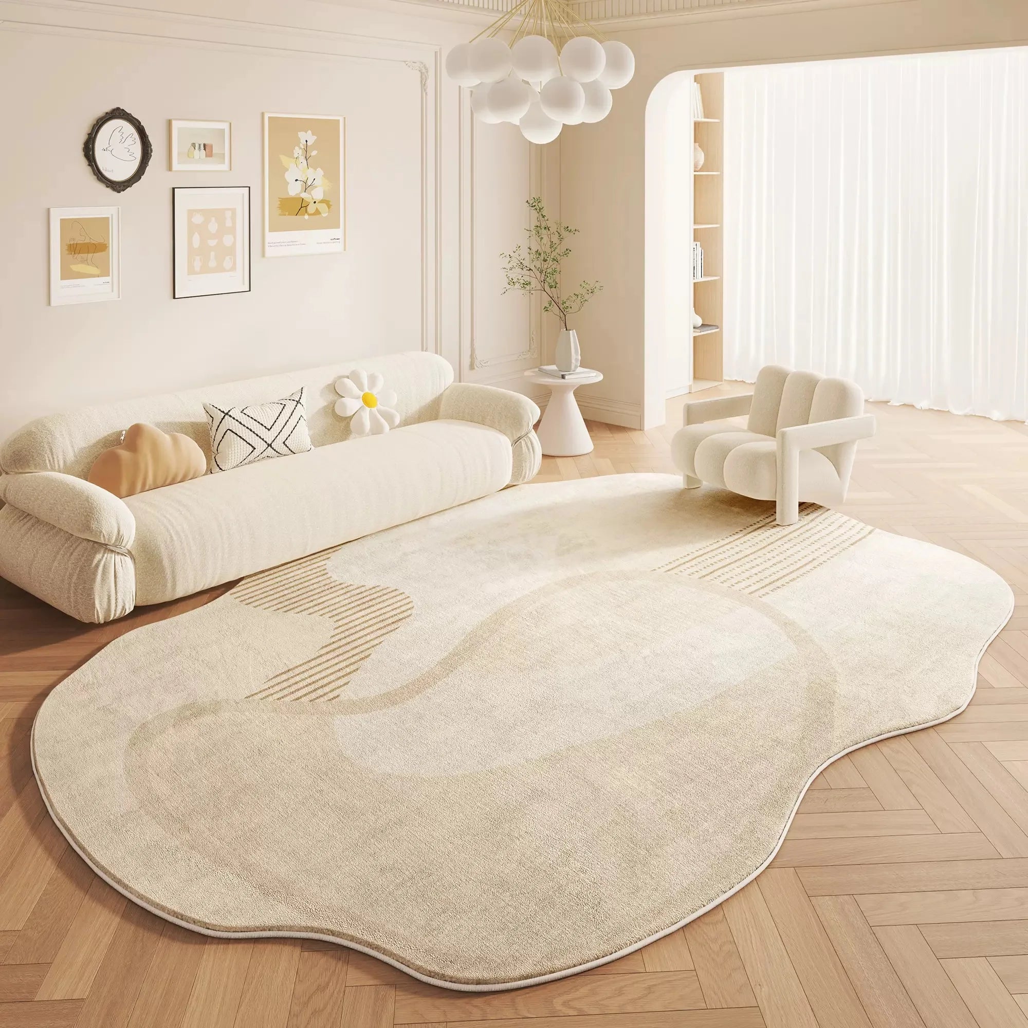 VIMAKA Cream Luxury Imitation Cashmere Rug – Soft, Stylish & Dirt-Resistant