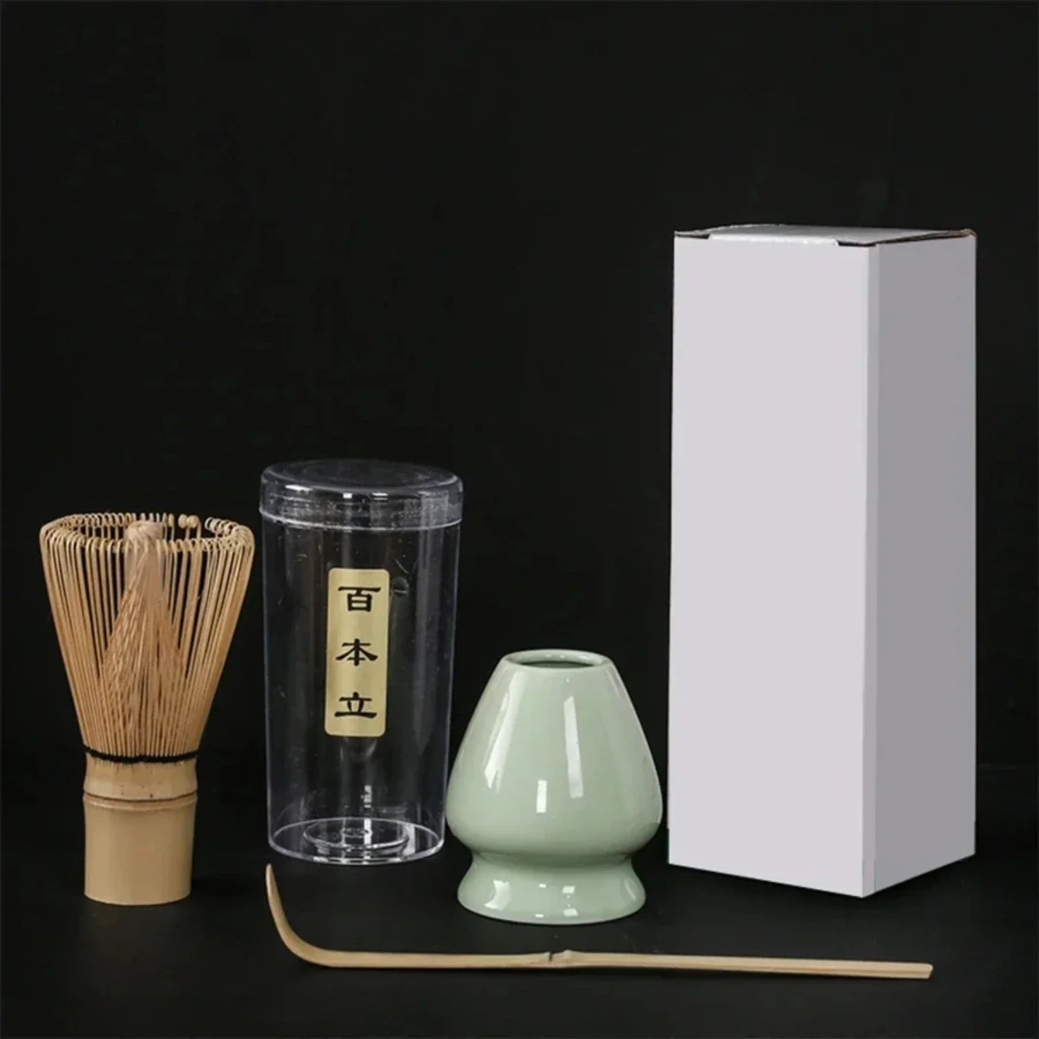 Japanese Tea Ceremony Tool Set – Elegant Matcha Whisk, Stirring Brush, and Stand with 3 Tea Spoons