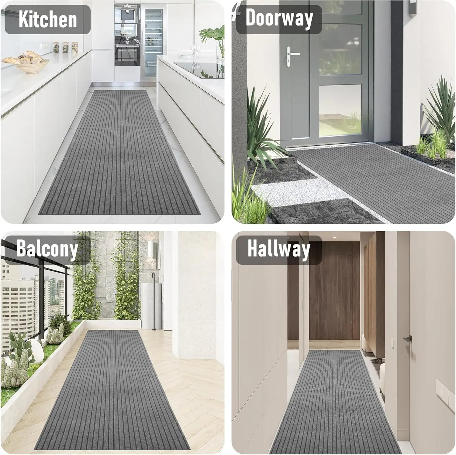 Sara Non-Slip Striped Door Mat – Indoor & Outdoor Rubber-Backed Entrance Rug