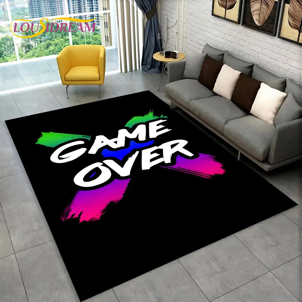 Tapis de jeu Alex 3D Gamer - Grand tapis antidérapant pour enfants et salon