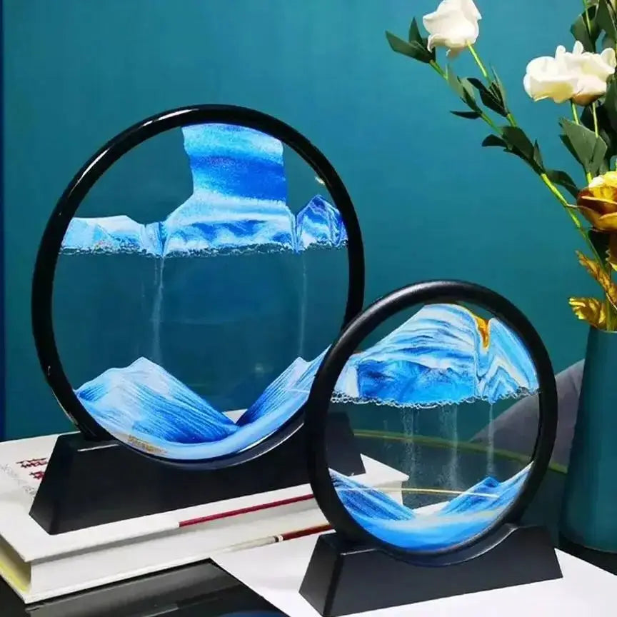 3D Moving Sand Art Picture | Deep Sea Sandscape Hourglass for Relaxation & Desktop Decor