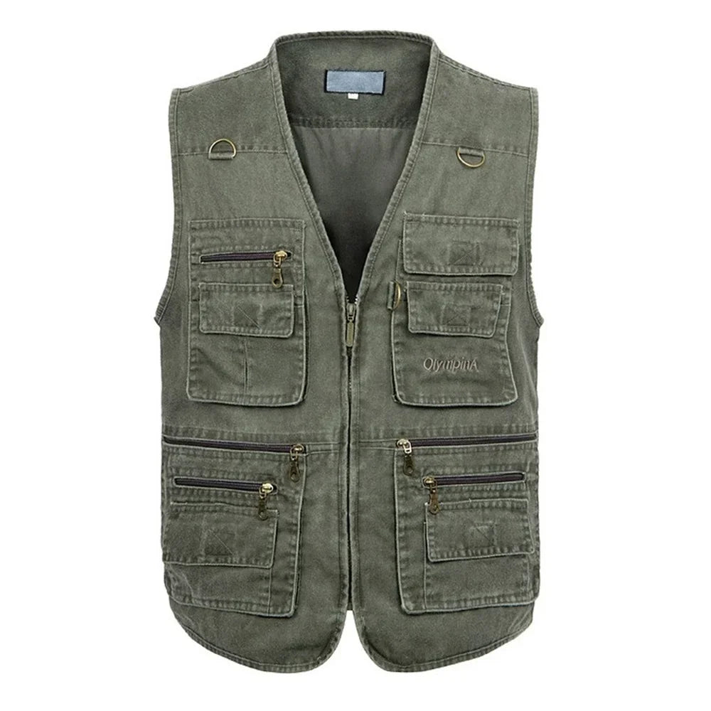 Gilet cargo sans manches en coton | Gilet 16 poches