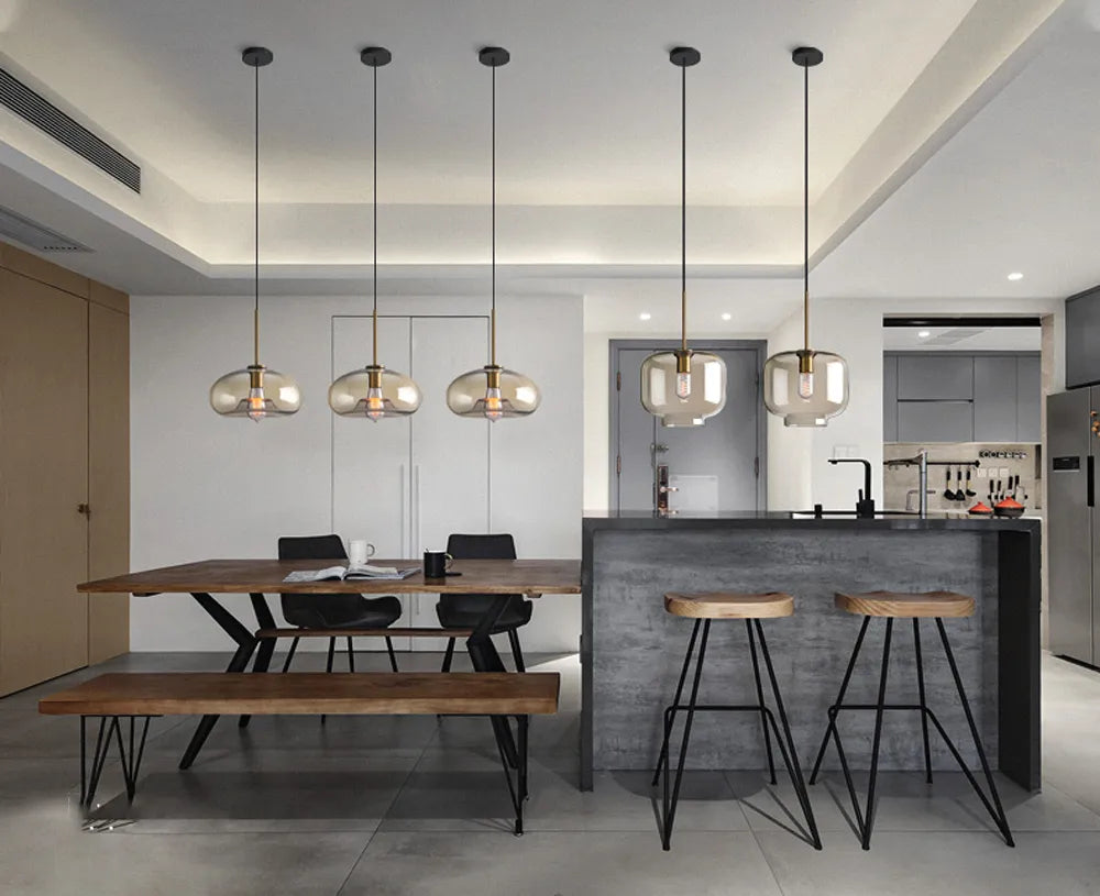 Nordic Industrial Style Glass Modern Luxury Led Pendant