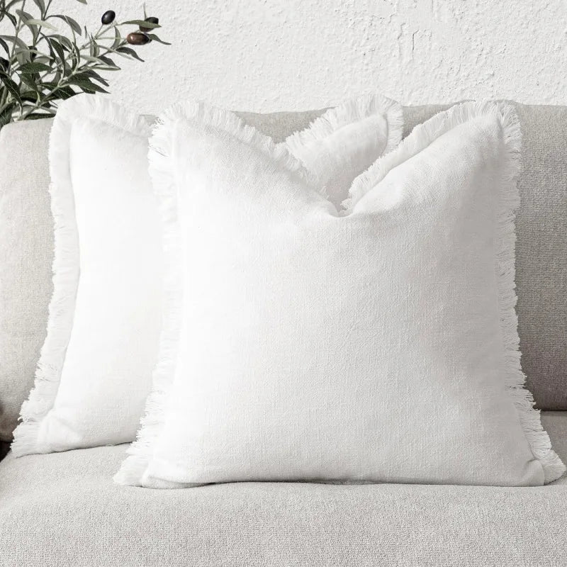 Decorative Nordic Frill Cotton & Linen Cushion Covers - 6 Colours