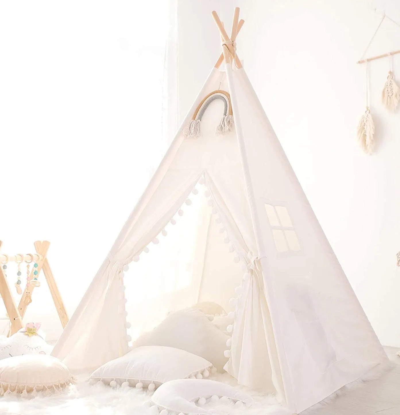 Tenda da gioco Tipi per interni ed esterni per bambini: bianca, blu, rosa e gialla