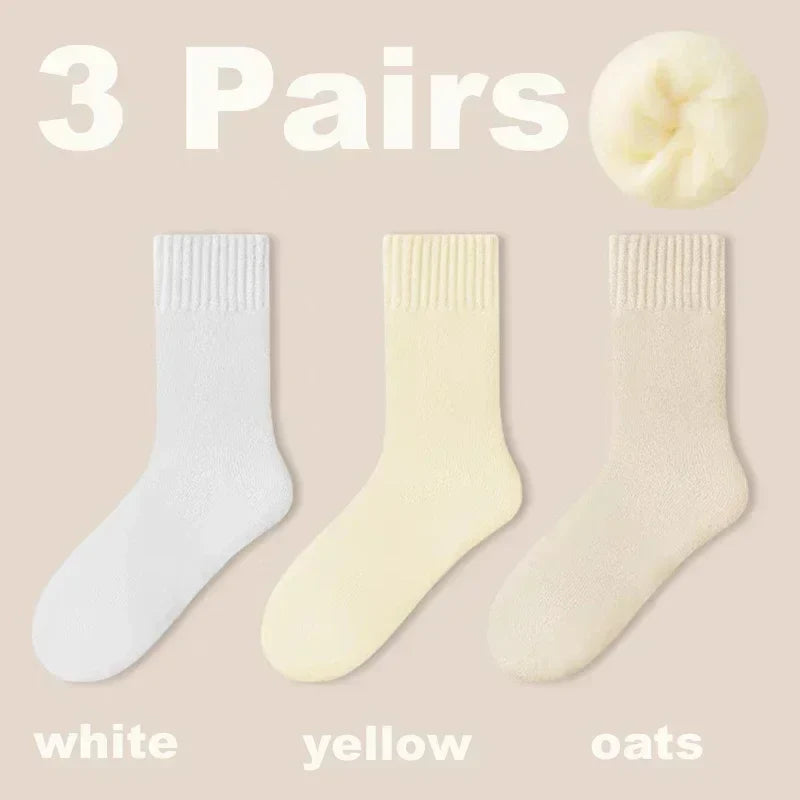 Chaussettes en Laine Douces pour Femmes - Ensemble de 3 Paires