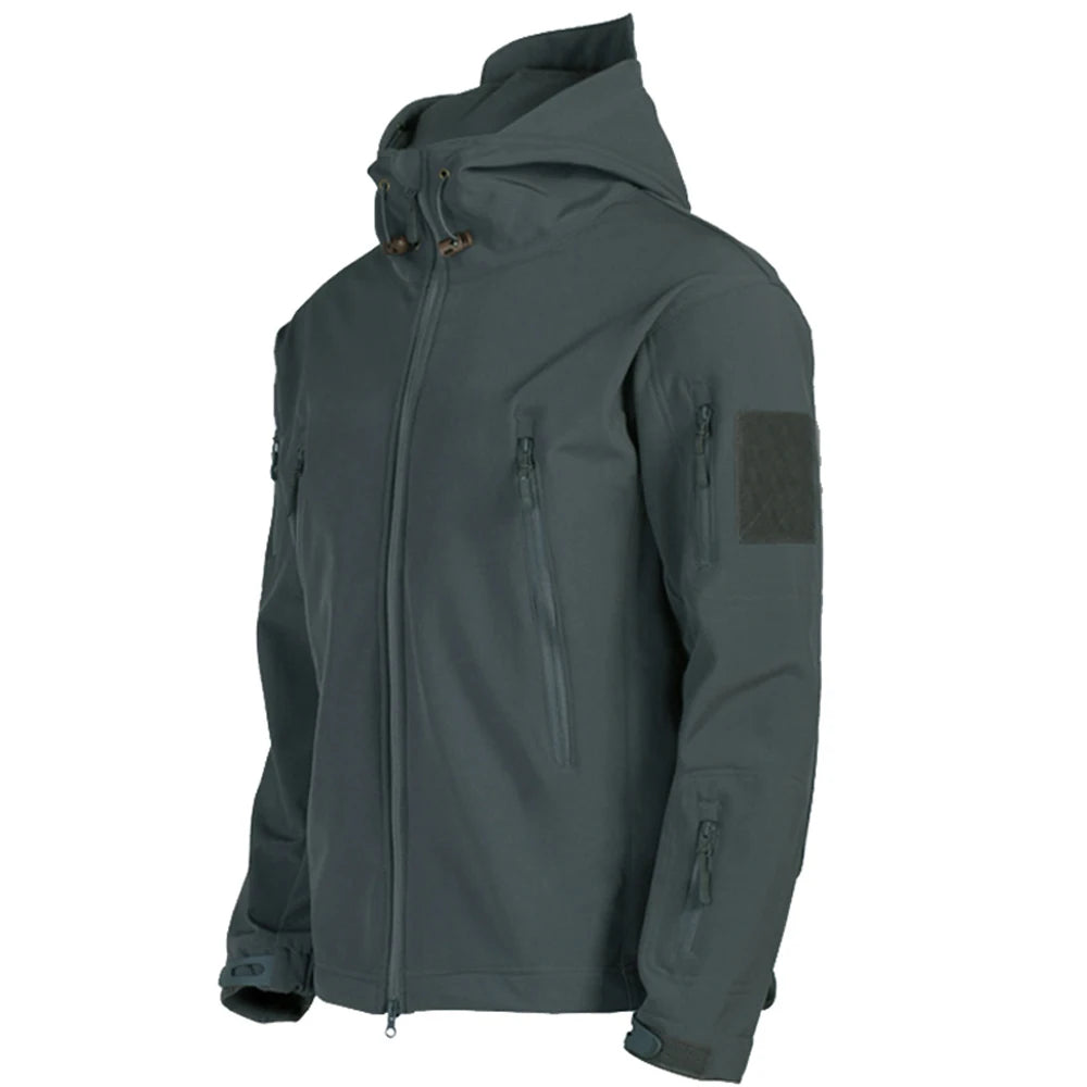 Veste Soft Shell - Manteau bombardier à capuche imperméable et coupe-vent tactique pour hommes