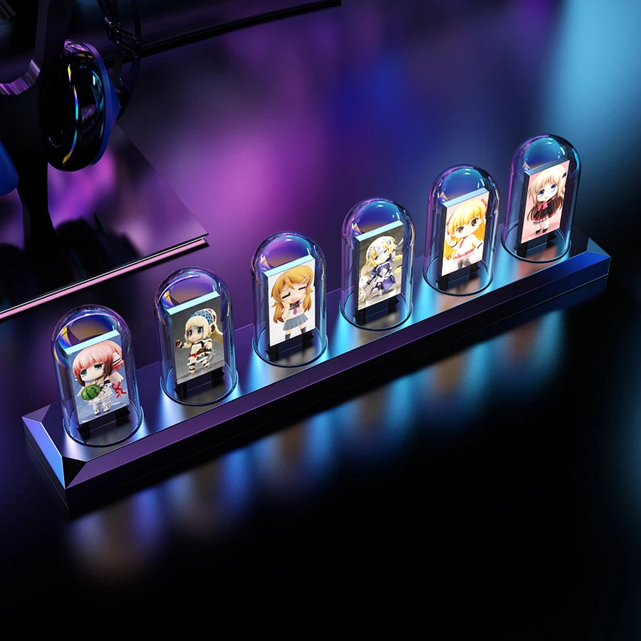 Aurora RGB Nixie Clock – LED Glow IPS Display for Gaming & Home Decor