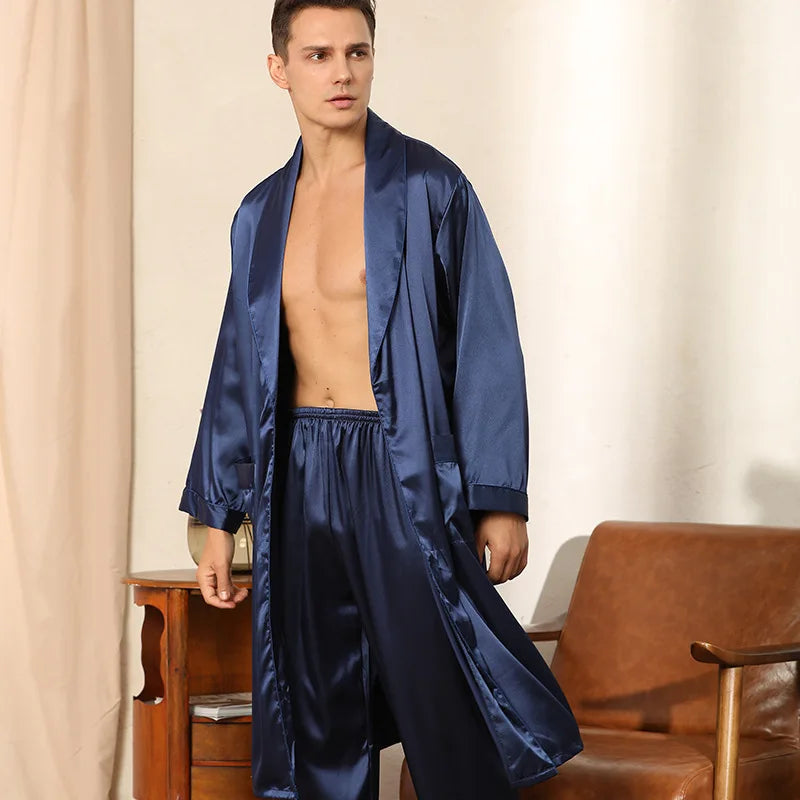 Elegant men's satin robe set