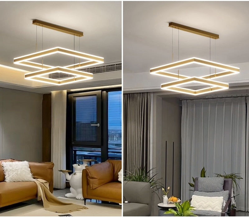 YLK Kare - Moderne led lysekrone for stue luksus kvadratisk design