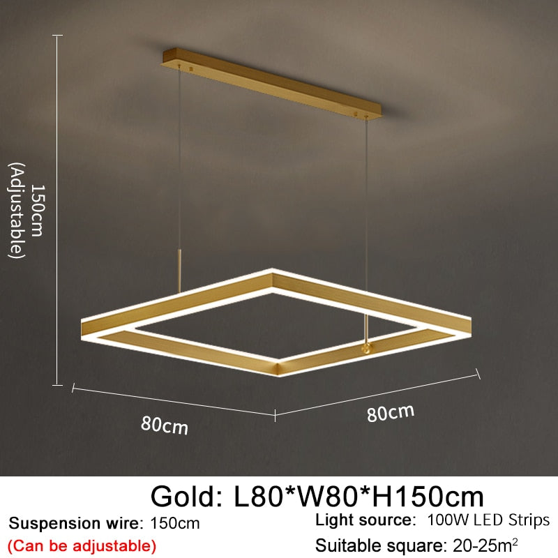 YLK Kare - Moderne led lysekrone for stue luksus kvadratisk design