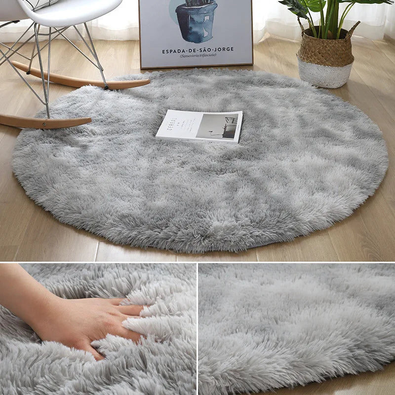 Soft Plush Round Rug by Sara - Cozy Carpet for Living Room & Bedroom