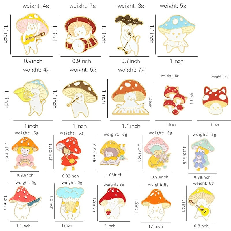 Mushroom Series Collection Enamel Pins