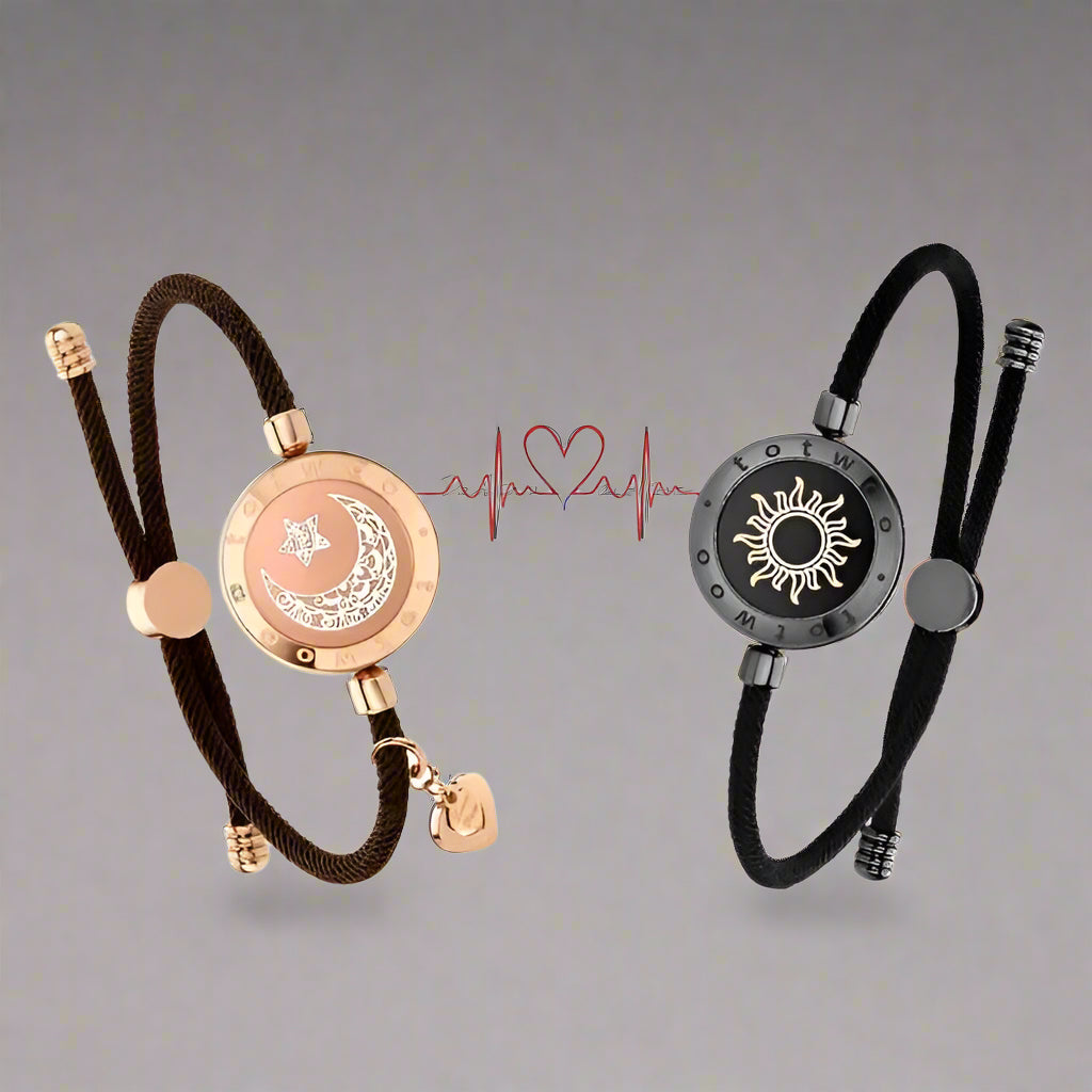 Sun and Moon totwoo Love Bracelets,Long Distance Relationship touch Light up & Vibrate Bracelets for Couples, Gifts