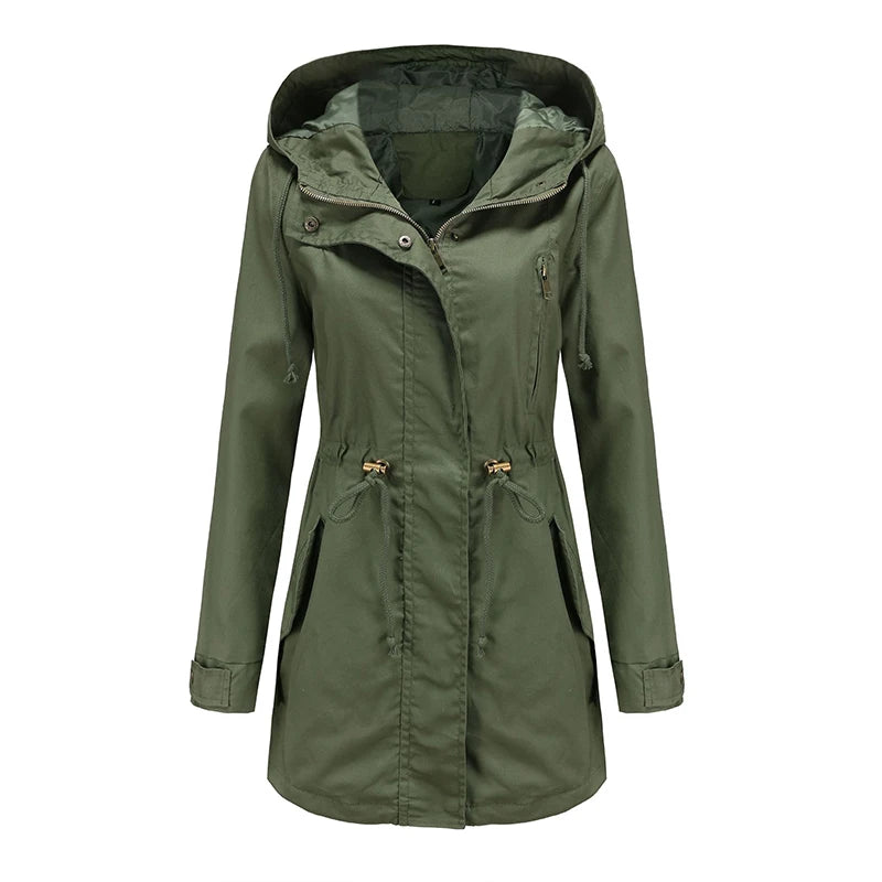 Lena: Katoenen trenchcoat/jas met capuchon - Lente- en herfstwindjack voor dames