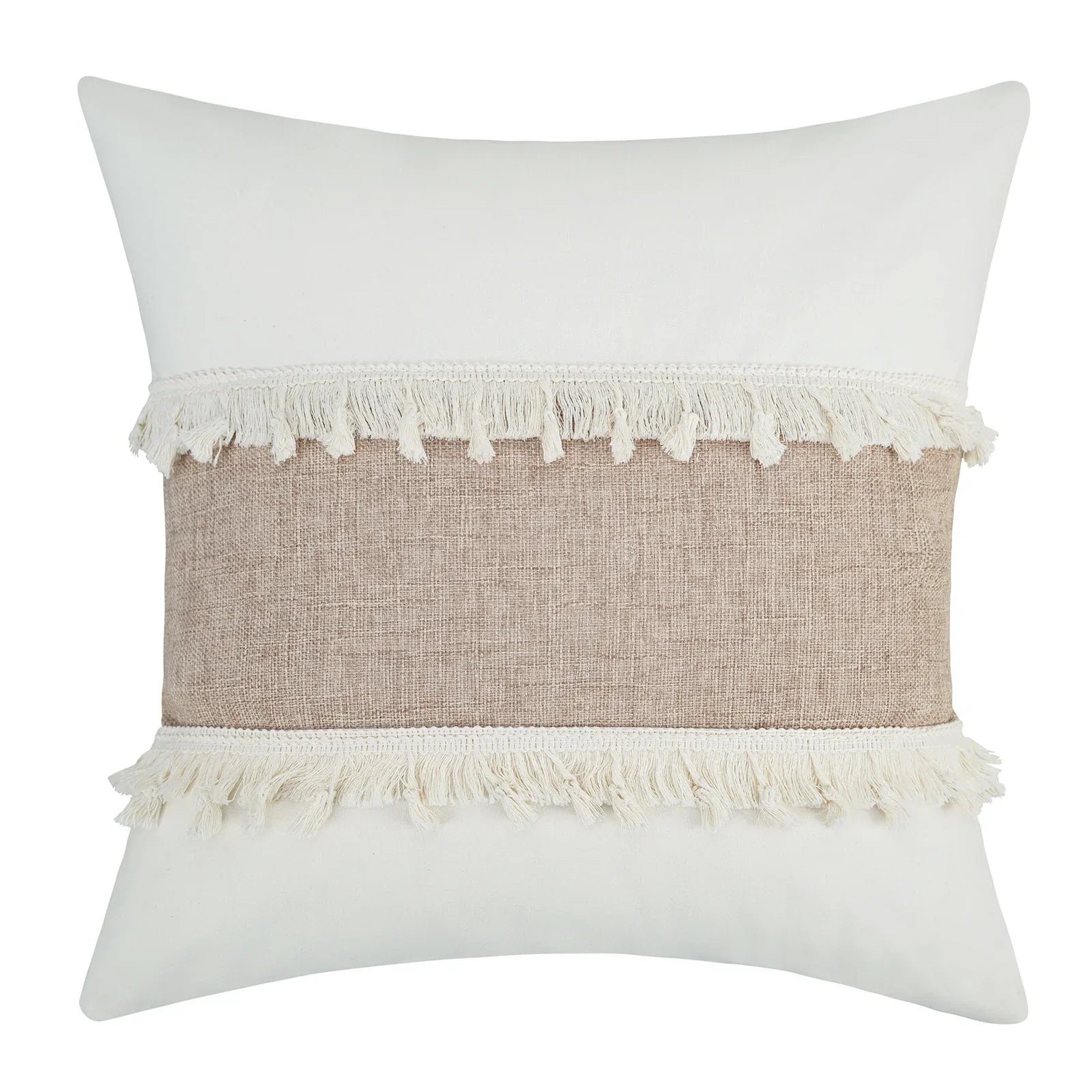 GeoBoho - Housse de coussin beige à motif géométrique | décoration