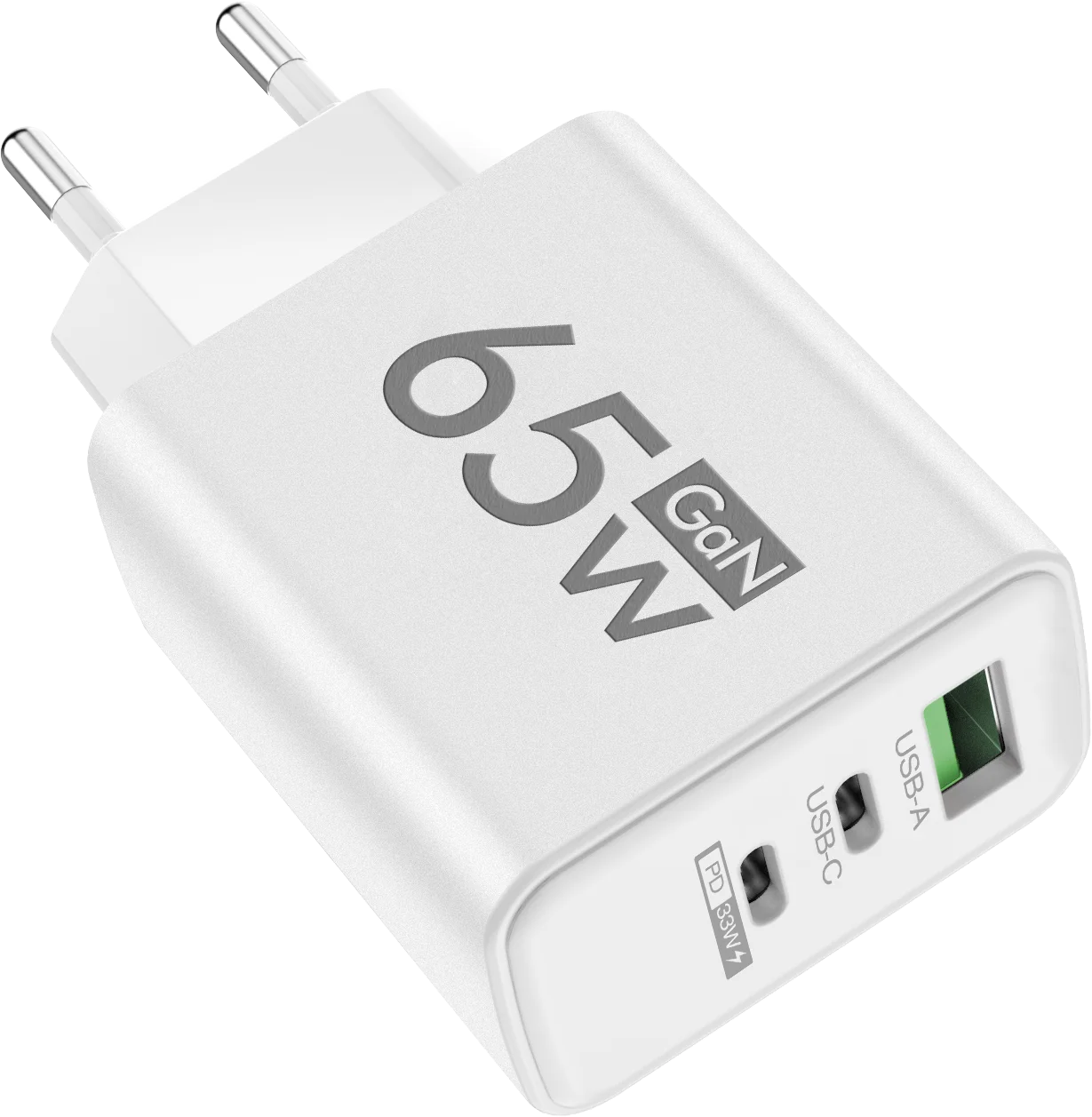 Caricatore USB C da 65 W GaN Adattatore da muro PD Quick Charge 3.0 a ricarica rapida per iPhone 15, Xiaomi, POCO, Samsung, OnePlus - Spina UE/USA