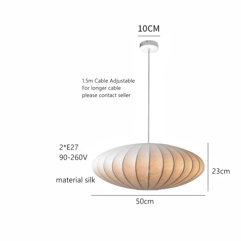 Lampes suspendues ovales en soie